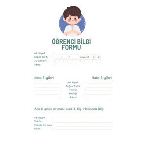 Öğrenci Bilgi Formu -Desenli Öğrenci Bilgi Formu -Desenli