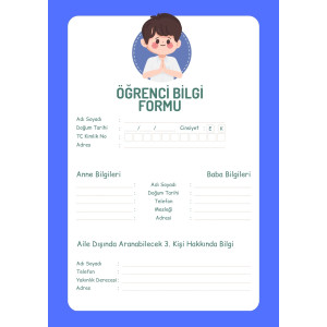 Öğrenci Bilgi Formu -Desenli Öğrenci Bilgi Formu -Desenli