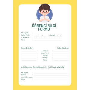 Öğrenci Bilgi Formu -Desenli Öğrenci Bilgi Formu -Desenli