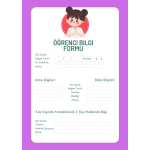 Öğrenci Bilgi Formu -Desenli Öğrenci Bilgi Formu -Desenli