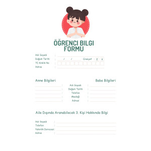 Öğrenci Bilgi Formu -Desenli Öğrenci Bilgi Formu -Desenli