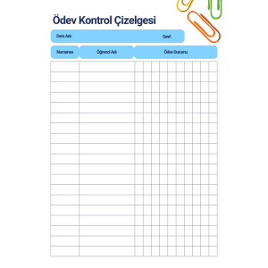 Başarı düzenleyici / Ödev Kontrol Çizelgesi