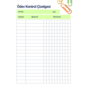 Başarı düzenleyici / Ödev Kontrol Çizelgesi