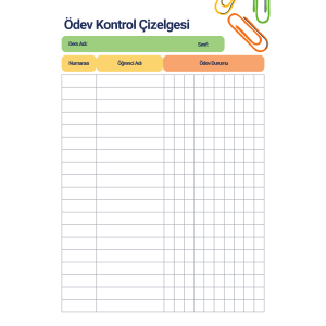 Başarı düzenleyici / Ödev Kontrol Çizelgesi Başarı düzenleyici / Ödev Kontrol Çizelgesi