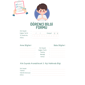 Öğrenci Bilgi Formu -Desenli Öğrenci Bilgi Formu -Desenli