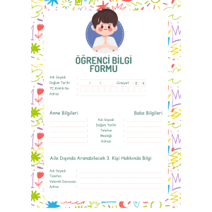 Öğrenci Bilgi Formu -Desenli Öğrenci Bilgi Formu -Desenli
