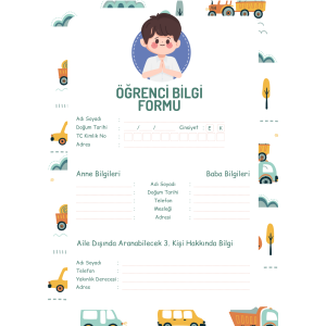 Öğrenci Bilgi Formu -Desenli Öğrenci Bilgi Formu -Desenli