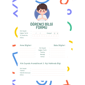 Öğrenci Bilgi Formu -Desenli Öğrenci Bilgi Formu -Desenli